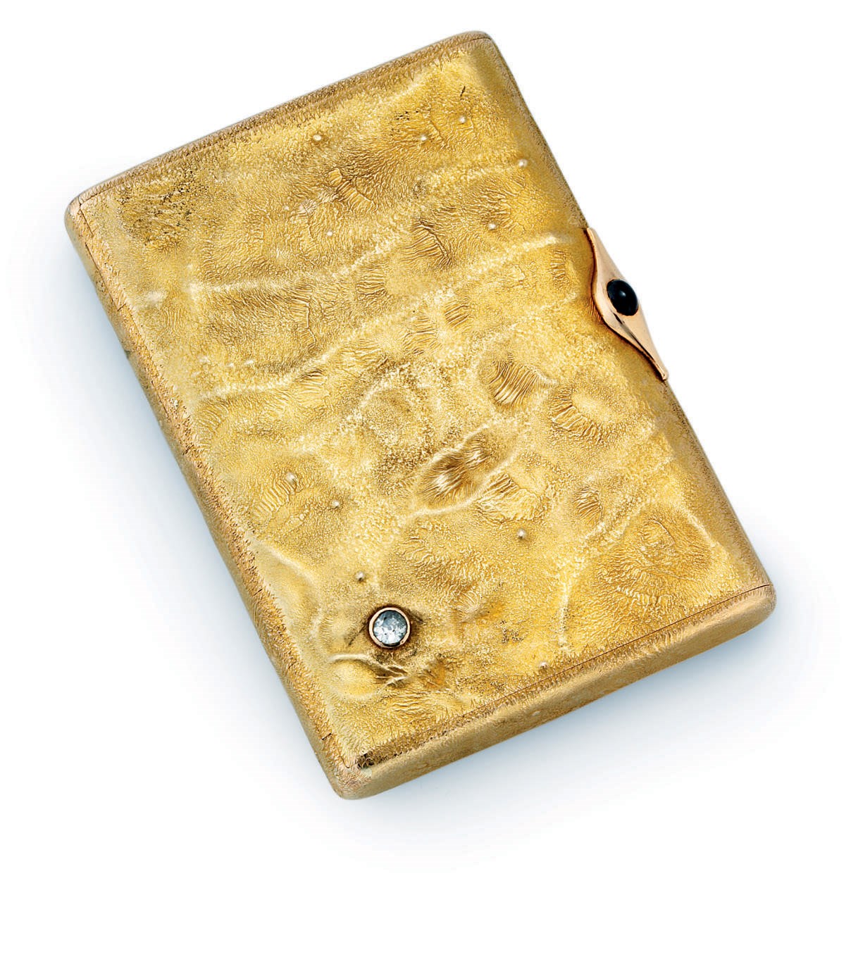 A jewelled gold samorodok cigarette case