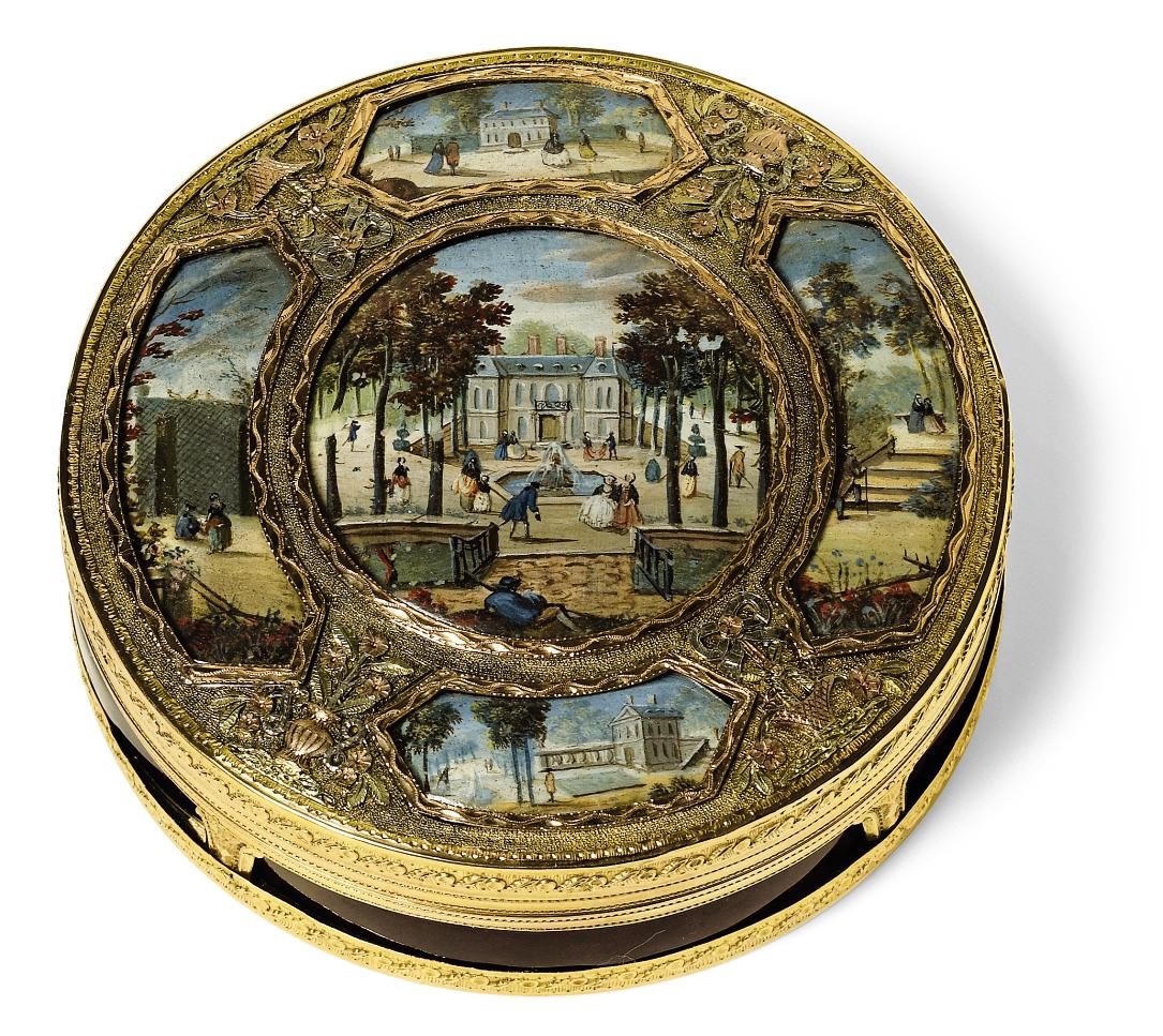A LOUIS XVI GOLD-MOUNTED ENAMEL BOITE-A-MINIATURES