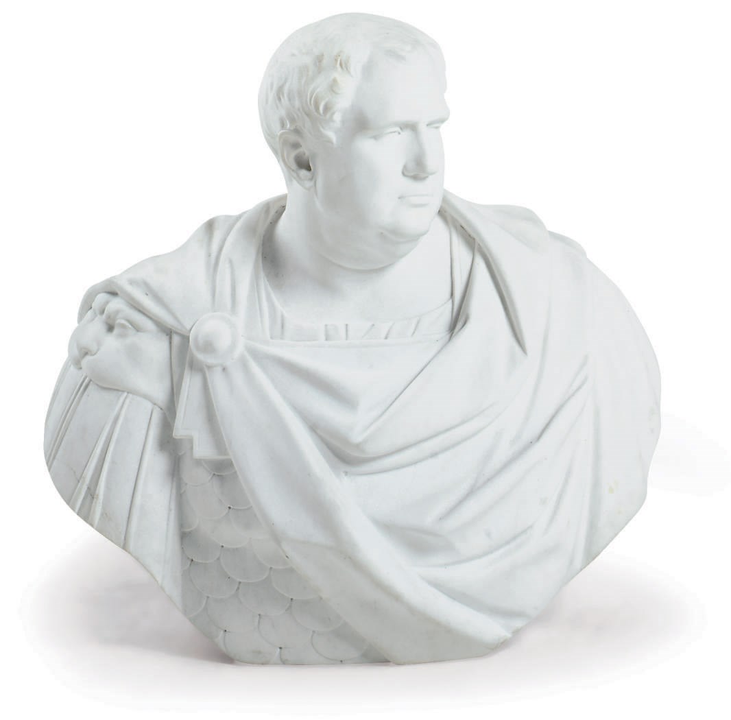A WHITE MARBLE BUST OF A ROMAN EMPEROR