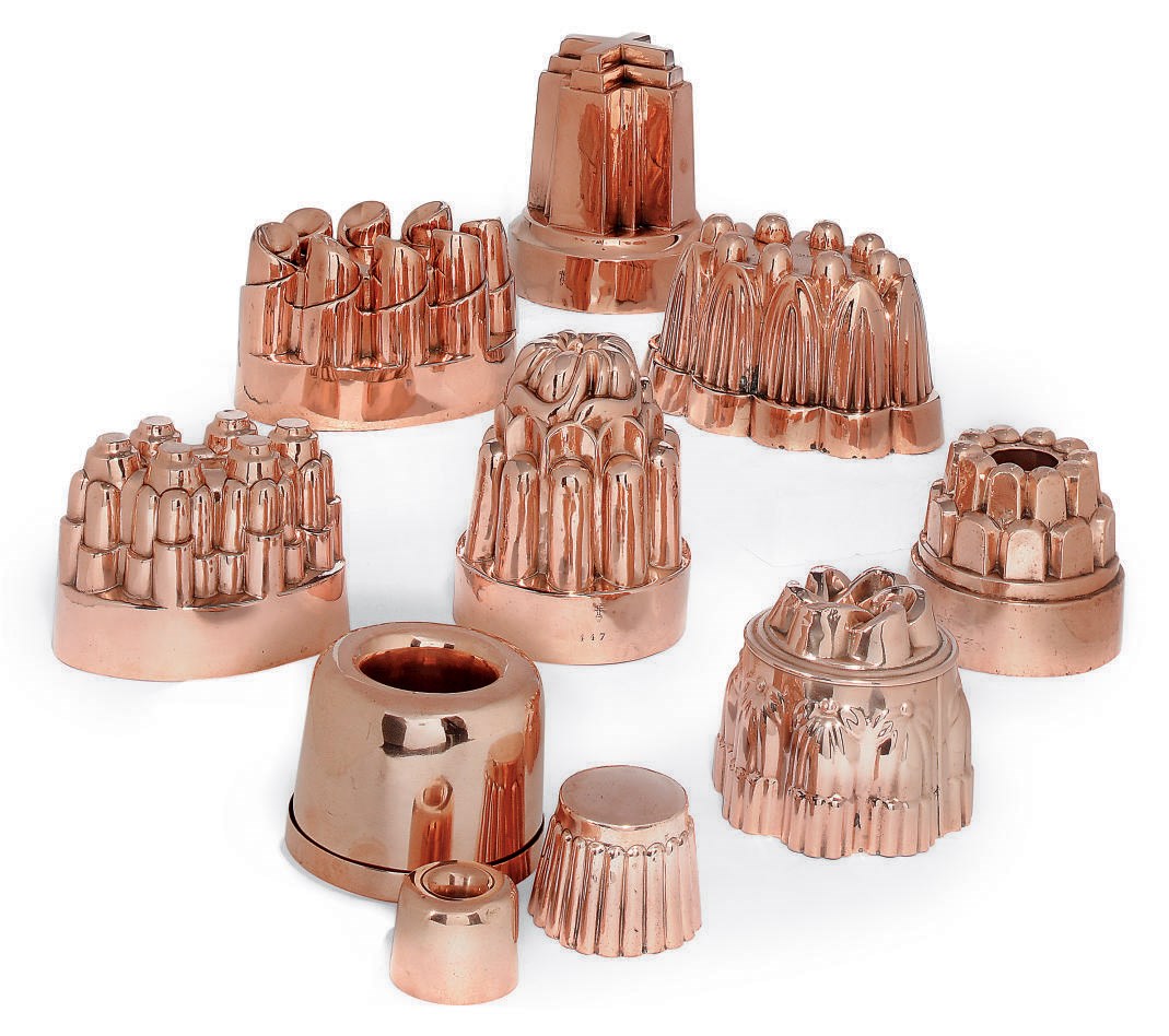 TEN VICTORIAN COPPER JELLY MOULDS