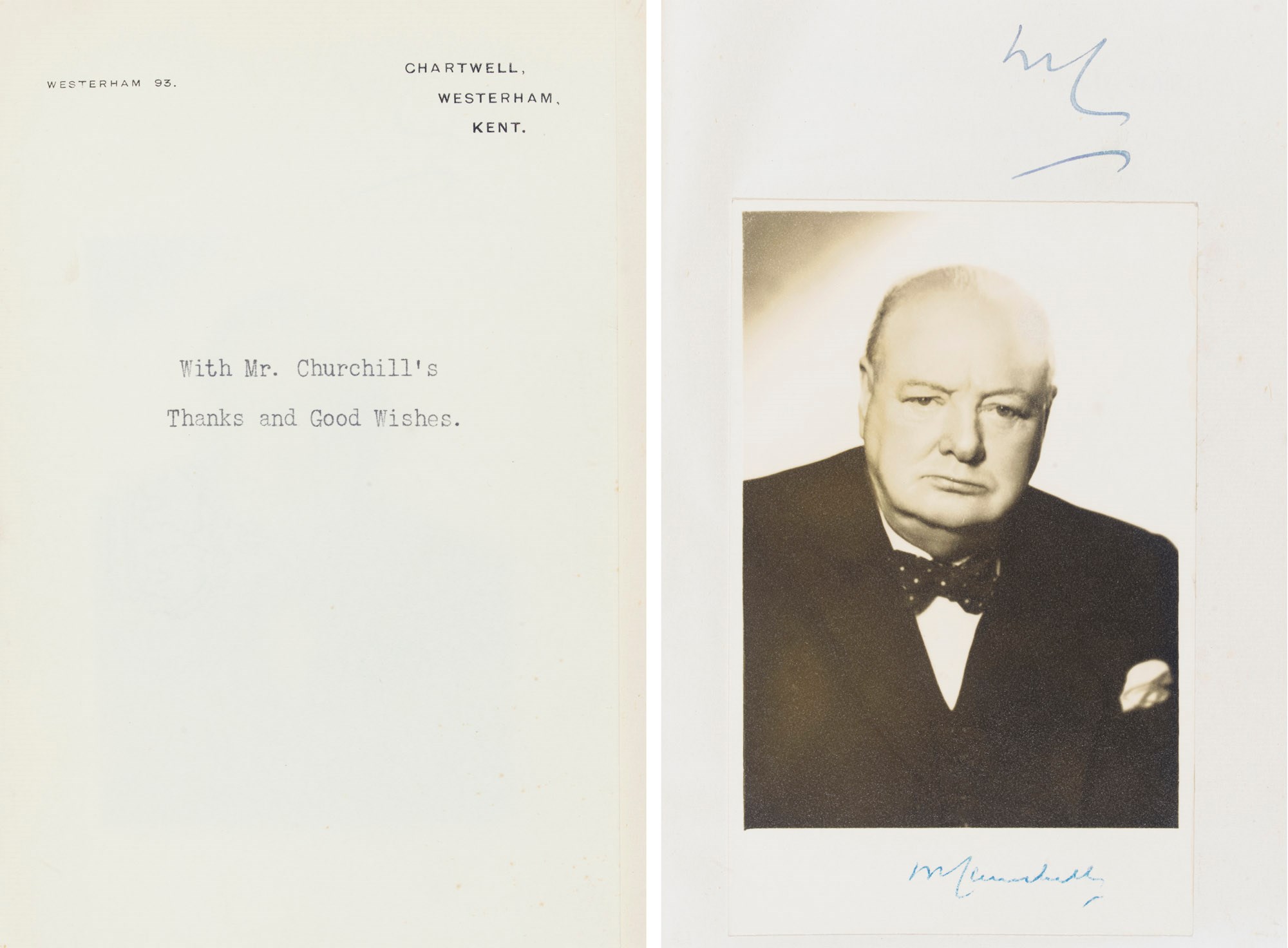 CHURCHILL, Winston Spencer (1874-1965).  The Second World War. London: Cassell & Co., 1950-[1949-1950-1951]-1952. Volumes I-V only (of 6), 8° (206 x 137mm). Half-titles. (A few preliminary leaves spotted, small tear of paper around corner of one pasted-in photo.) Contemporary half morocco and boards (spines lightly sunfaded).