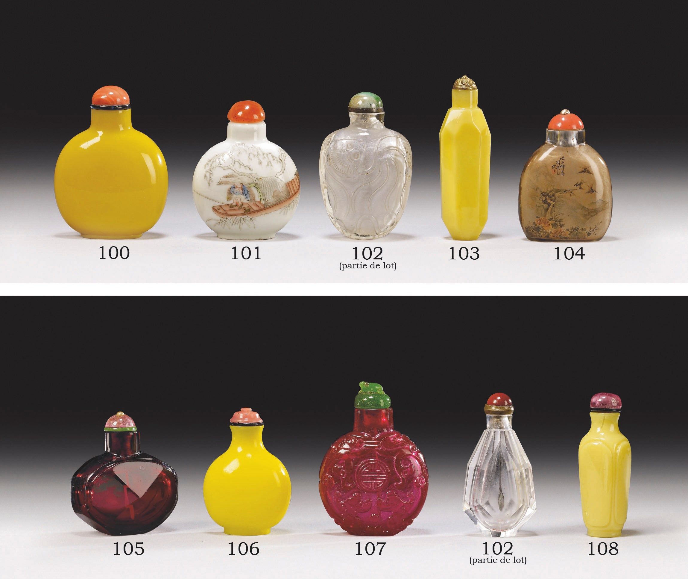 TABATIERE EN VERRE JAUNE