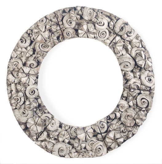 A GLAZED EARTHENWARE MIRROR FRAME,