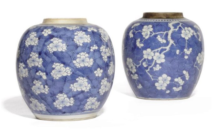 TWO CHINESE BLUE AND WHITE GINGER JARS