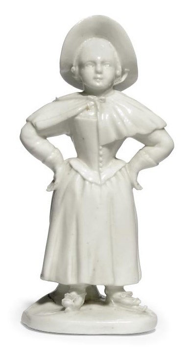 A TOURNAI WHITE PORCELAIN FIGURE OF 'WINTER'