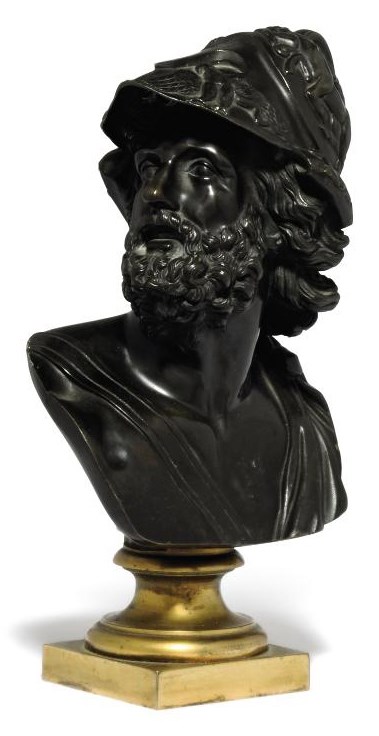 A BRONZE BUST OF AJAX