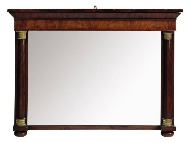 A RESTAURATION MAHOGANY AND GILT-METAL MOUNTED OVERMANTEL