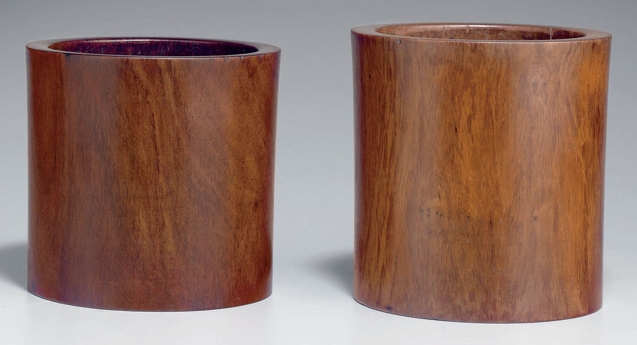 TWO HUANGHUALI BRUSH POTS, BITONG