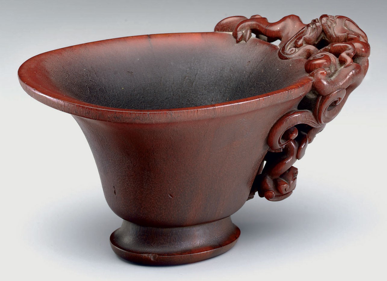 A RHINOCEROS HORN CUP
