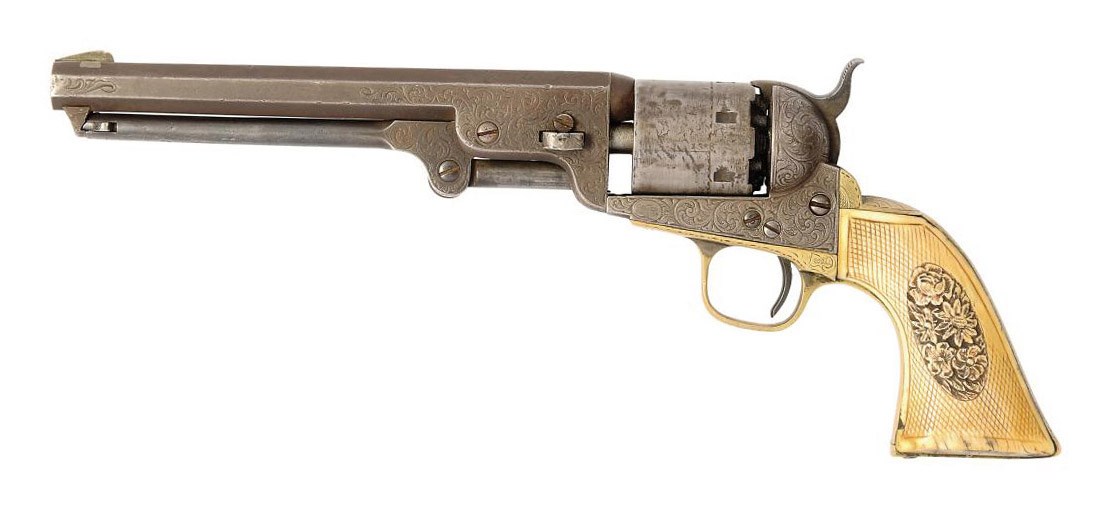 TWO ENGRAVED CONTINENTAL SIX-SHOT SINGLE-ACTION PERCUSSION REVOLVERS OF COLT NAVY TYPE