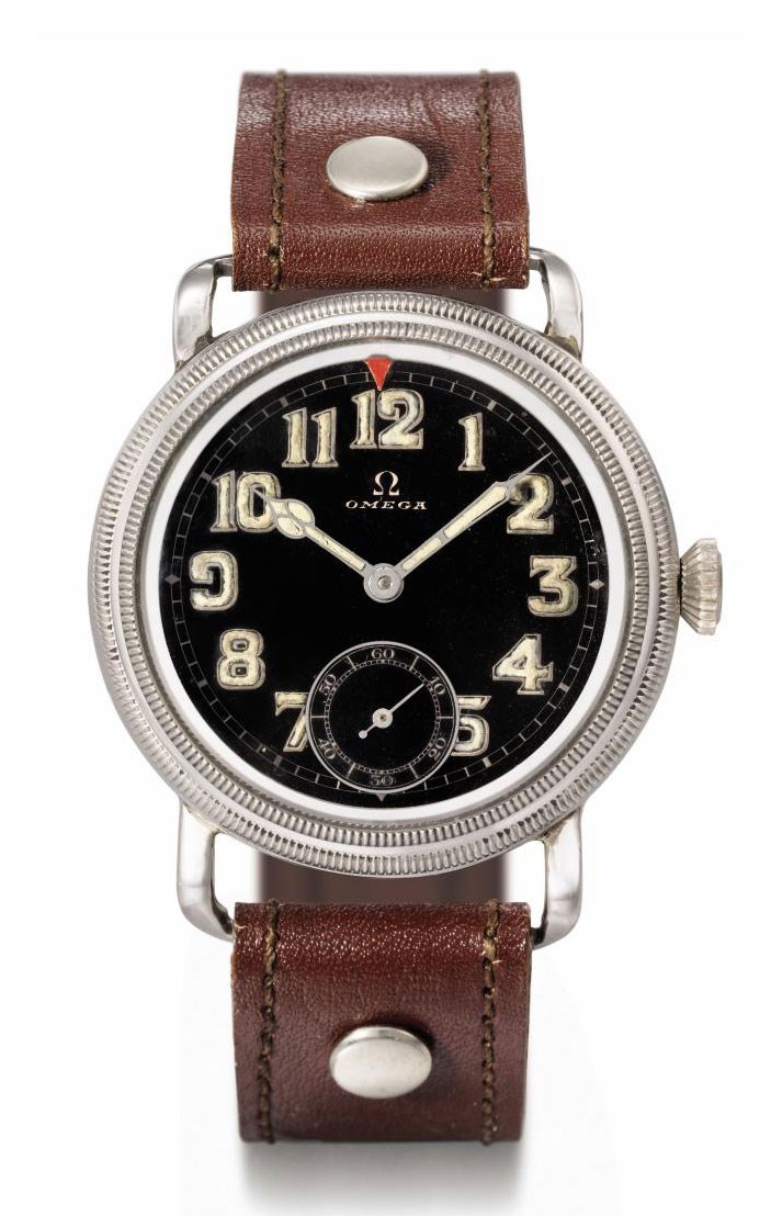 Omega. A large stainless steel military wristwatch