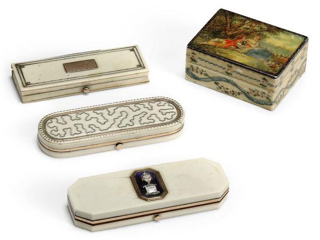 THREE GEORGE III IVORY PATCH BOXES