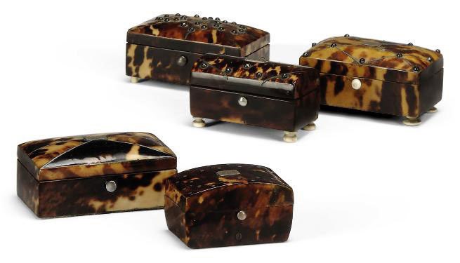 A COLLECTION OF ENGLISH TORTOISESHELL TRINKET BOXES