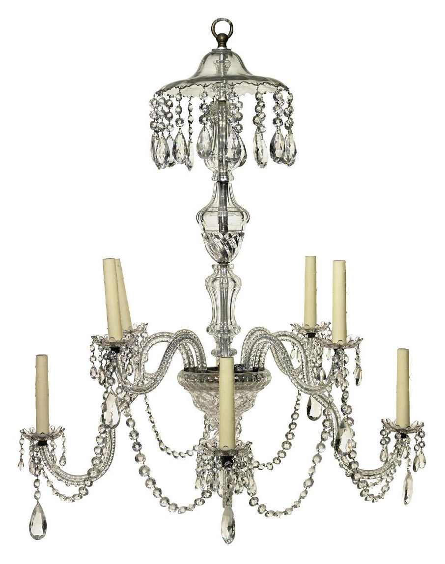 AN ENGLISH CUT-GLASS EIGHT-BRANCH CHANDELIER