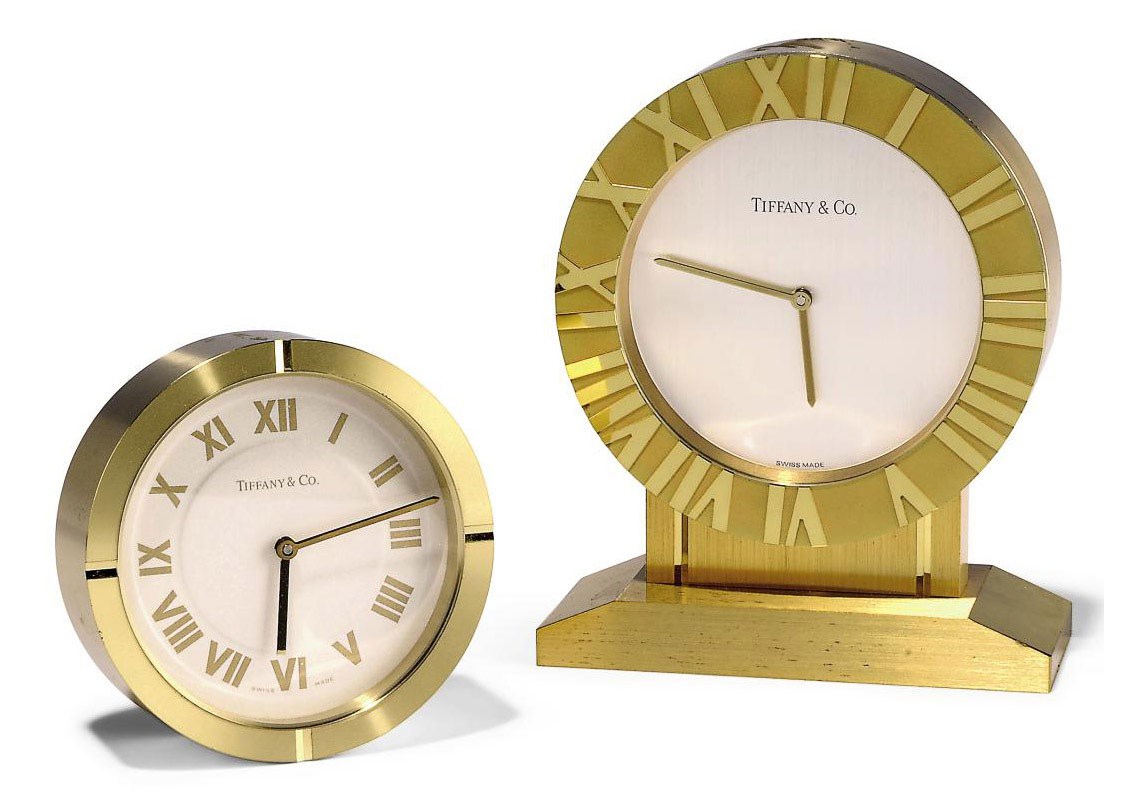 TWO SWISS GILT DESK CLOCKS