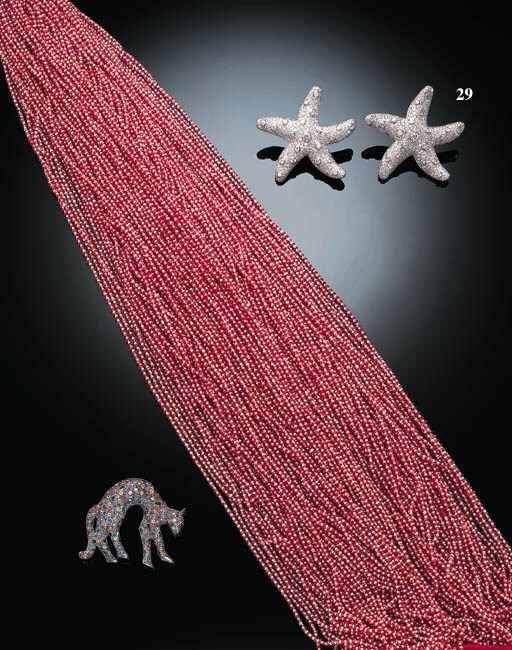 A PAIR OF DIAMOND STARFISH EARCLIPS