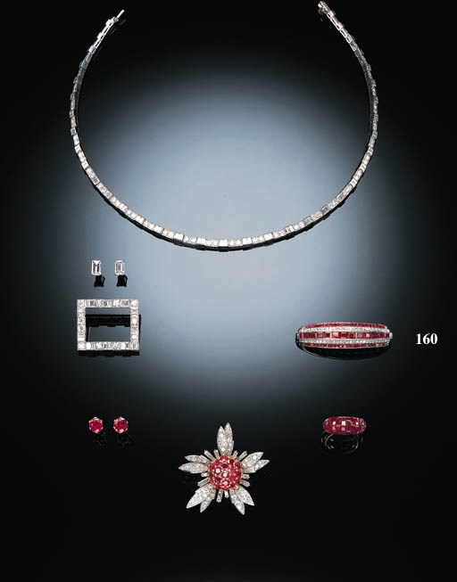 A RUBY AND DIAMOND BROOCH