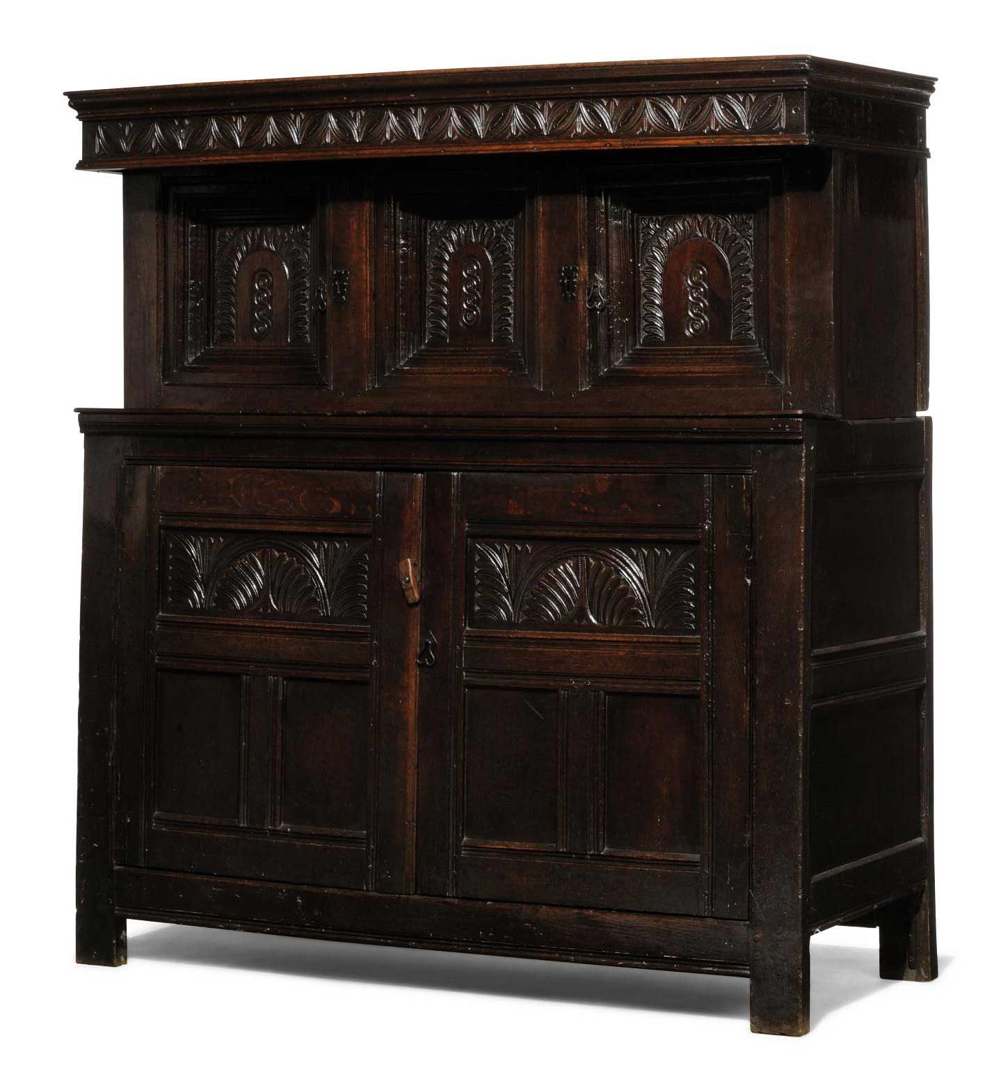 A CHARLES I OAK PRESS CUPBOARD