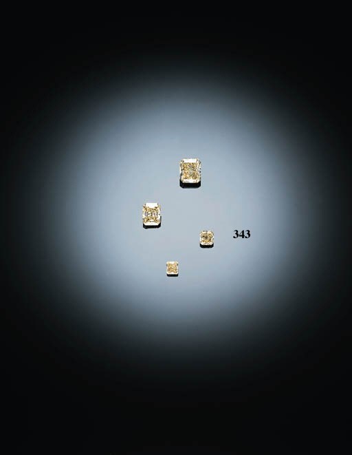 AN UNMOUNTED MODIFIED RECTANGULAR-CUT FANCY YELLOW DIAMOND