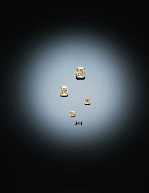 AN UNMOUNTED MODIFIED RECTANGULAR-CUT FANCY YELLOW DIAMOND