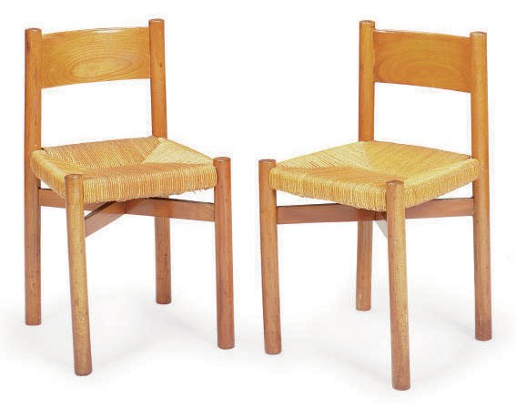 A SET OF SIX CHERRYWOOD AND RATTAN 'MERIBEL' CHAIRS