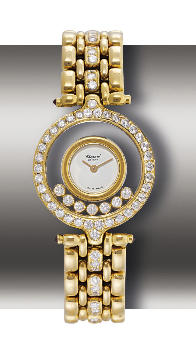CHOPARD, HAPPY DIAMONDS

LADY'S YELLOW GOLD AND DIAMOND-SET QUARTZ BRACELET WATCH