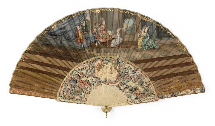 A PAINTED PAPER LEAF FAN