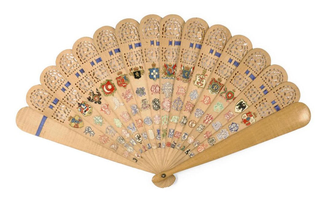 A BRISÉ FAN WITH REGIMENTAL INSIGNIA & ANOTHER A SOUVENIR OF 'OTHELLO' BY VERDI