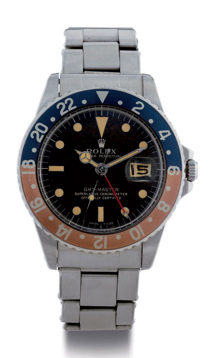 ROLEX. A STAINLESS STEEL AUTOMATIC DUAL TIME WRISTWATCH WITH CENTER SECONDS, DATE AND BRACELET