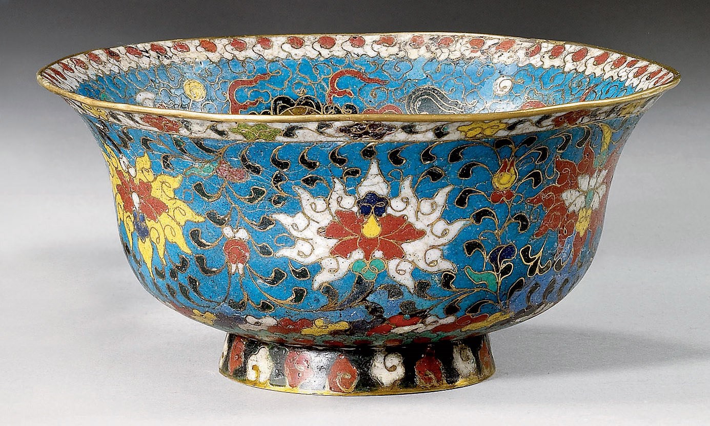 BOL EN BRONZE ET EMAUX CLOISONNES