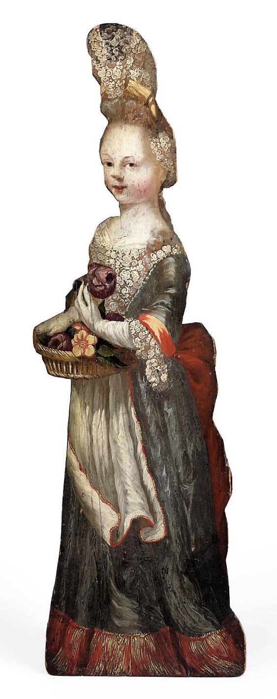 A GEORGE II POLYCHROME PAINTED DUMMY BOARD
