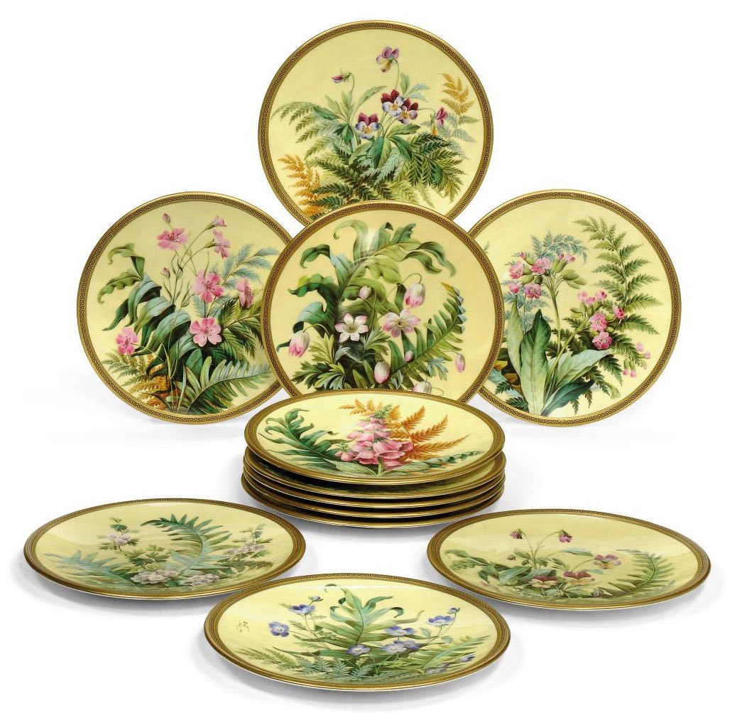 A SET OF TWELVE ENGLISH PORCELAIN DESSERT-PLATES