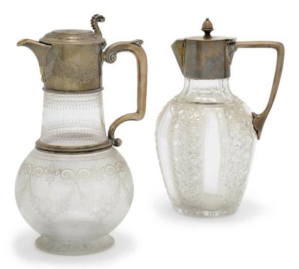 A VICTORIAN SILVER-MOUNTED CLARET JUG