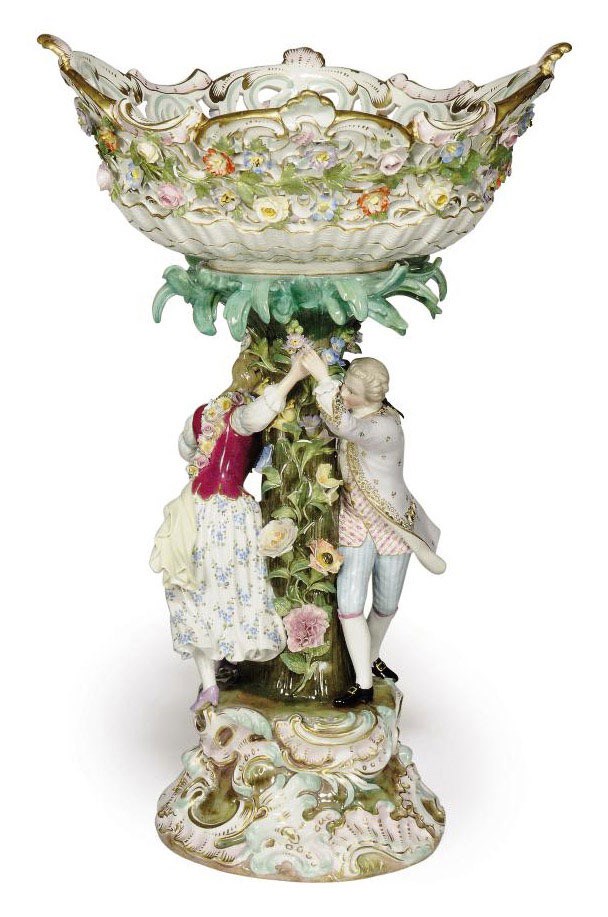 A MEISSEN FIGURAL CENTREPIECE BASKET