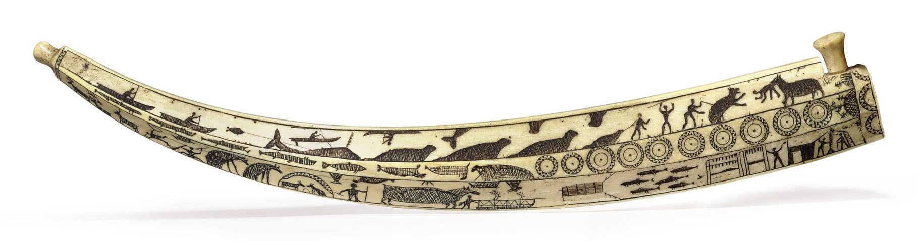 INUIT SCRIMSHAW WALRUS IVORY PIPE