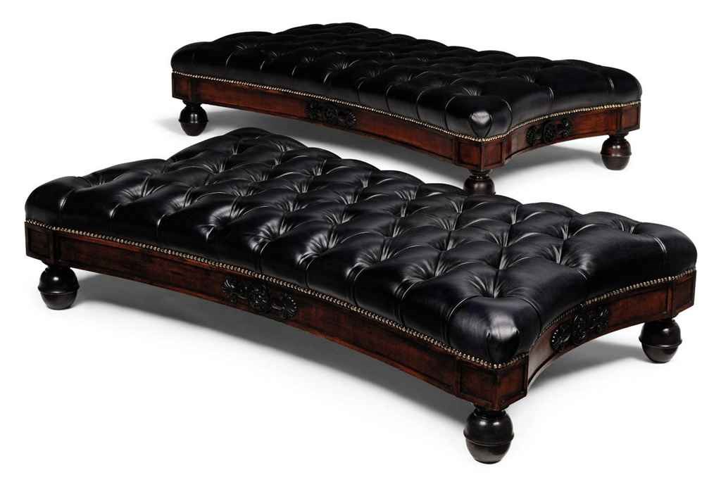 A PAIR OF MAHOGANY STOOLS