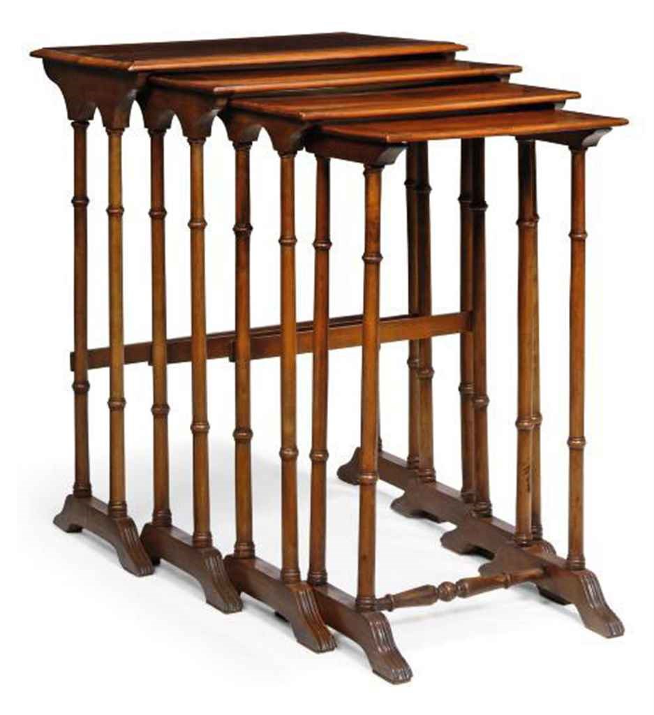 A SET OF MAHOGANY AND KINGWOOD QUARTETTO TABLES