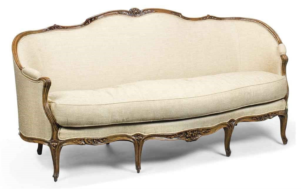 A LARGE FRENCH BEECH-FRAMED SOFA