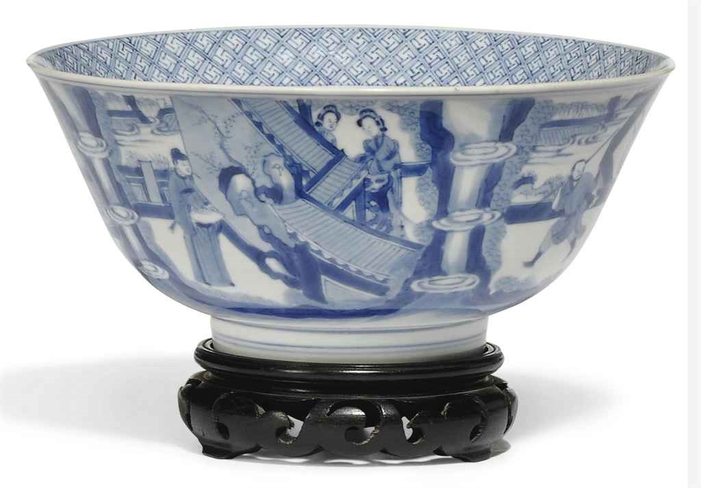 A CHINESE BLUE AND WHITE 'XI XIANG JI' BOWL