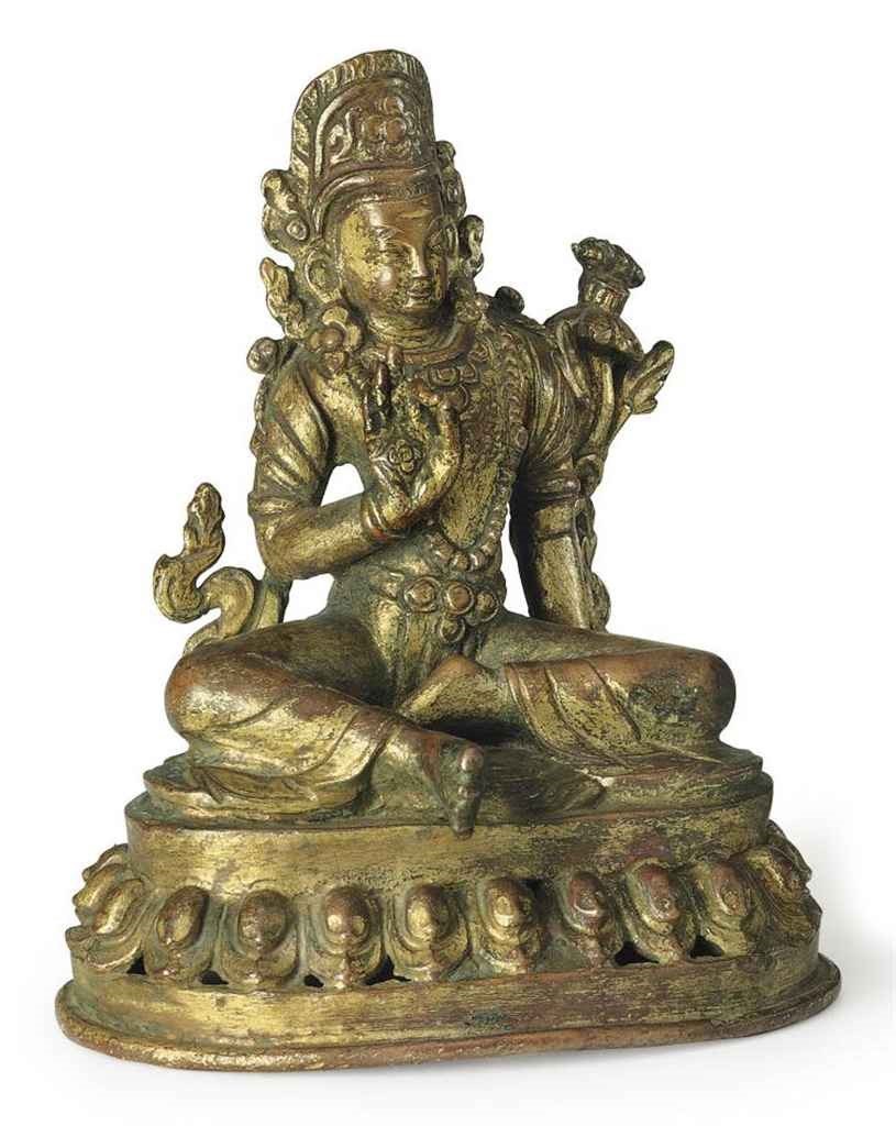 A gilt bronze figure of Indra