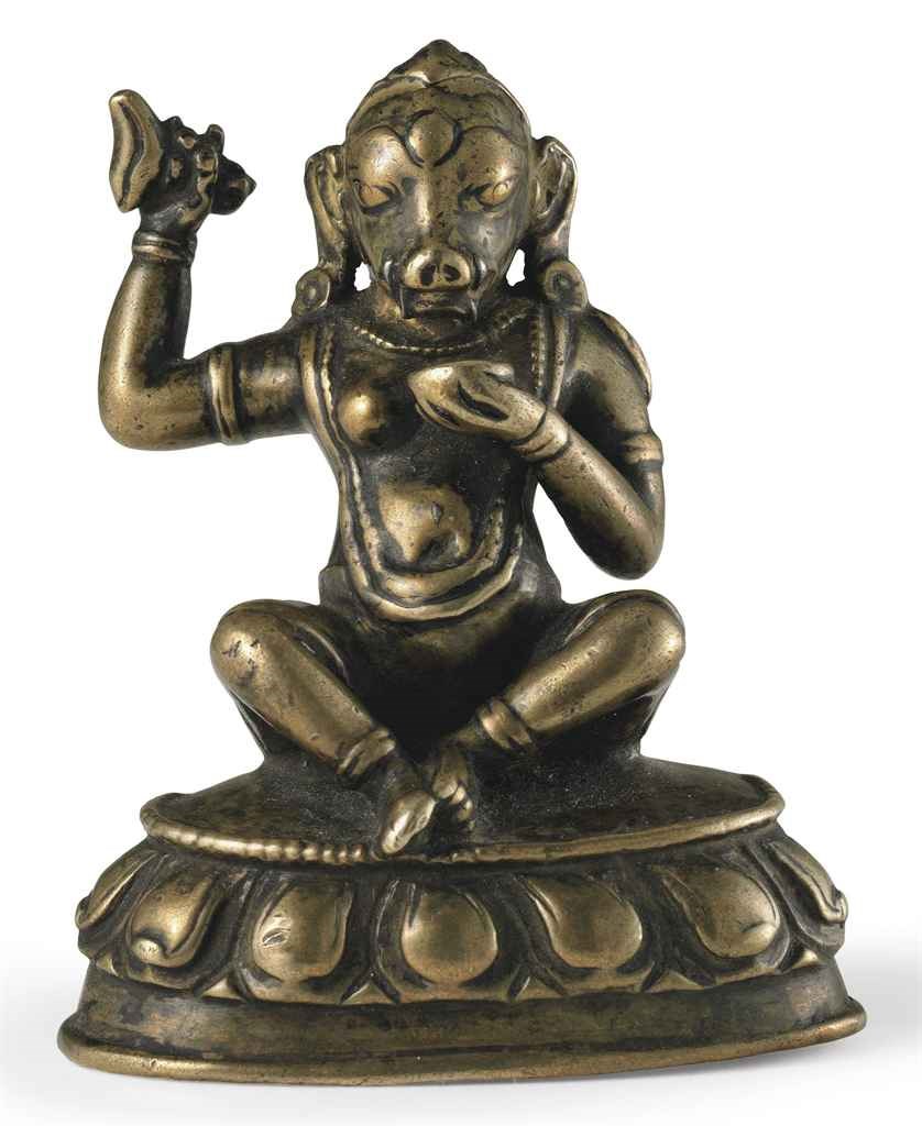 A bronze figure of Vajravarahi