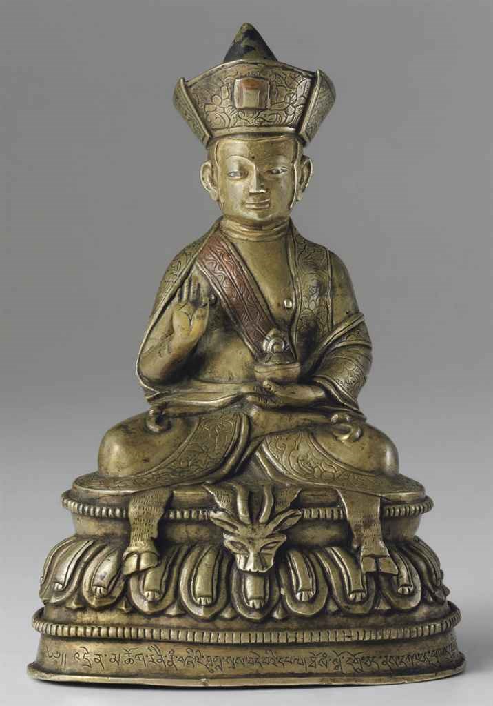 A bronze figure of a Kagyu lama