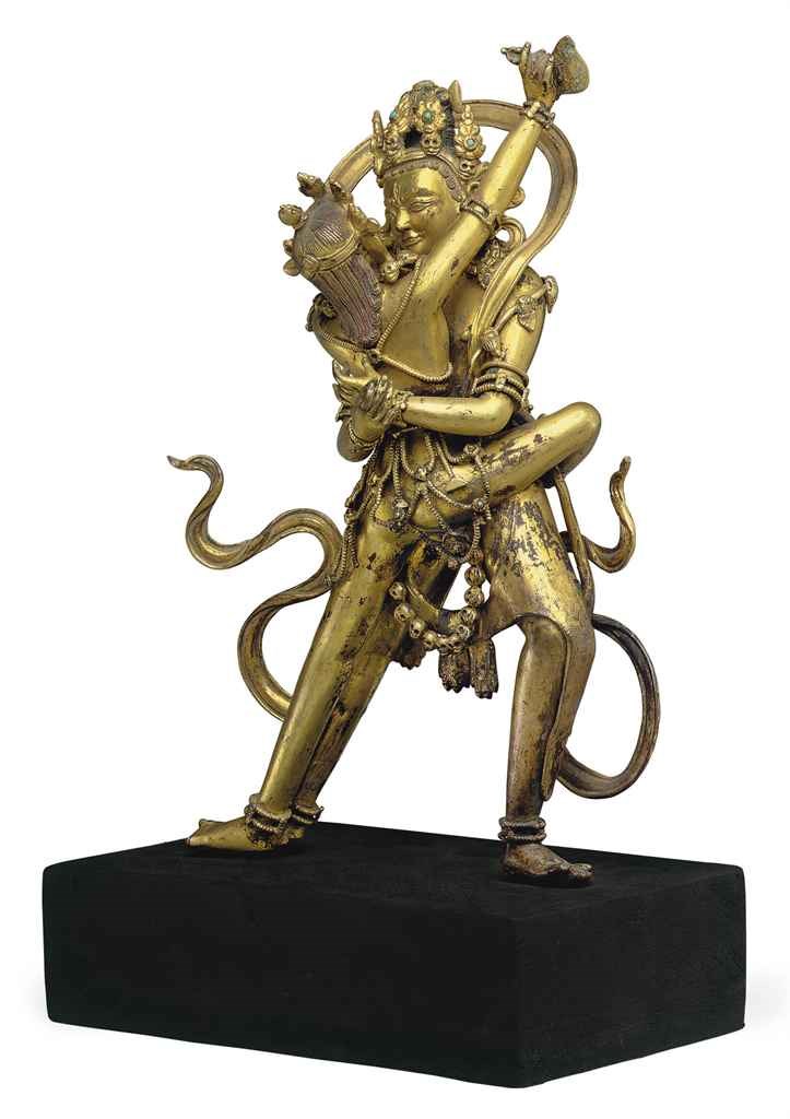 A gilt bronze figure of Chakrasamvara Heruka and Vajrayogini