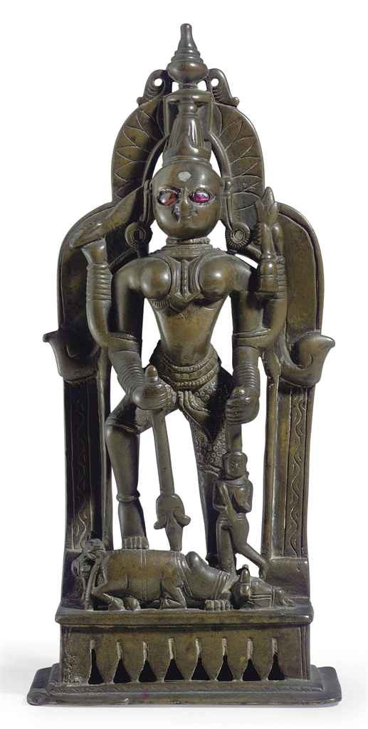A bronze figure of Durga