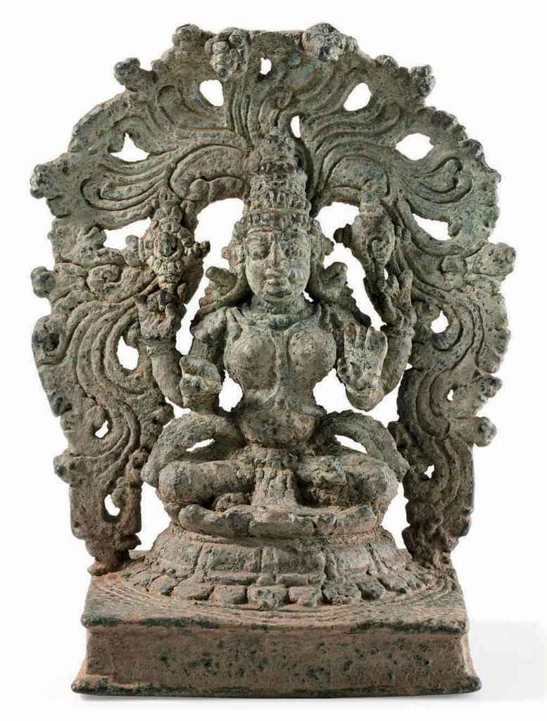 A bronze figure of Vaishnavi