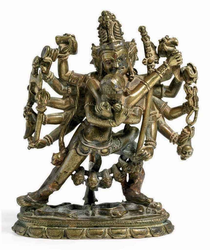 A bronze figure of Chakrasamvara and Vajrayogini
