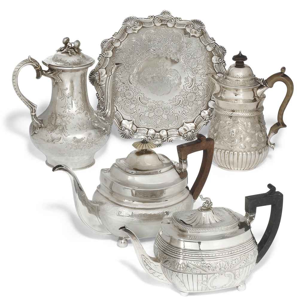 A GEORGE IV SILVER SALVER WITH ROCOCO CHASING