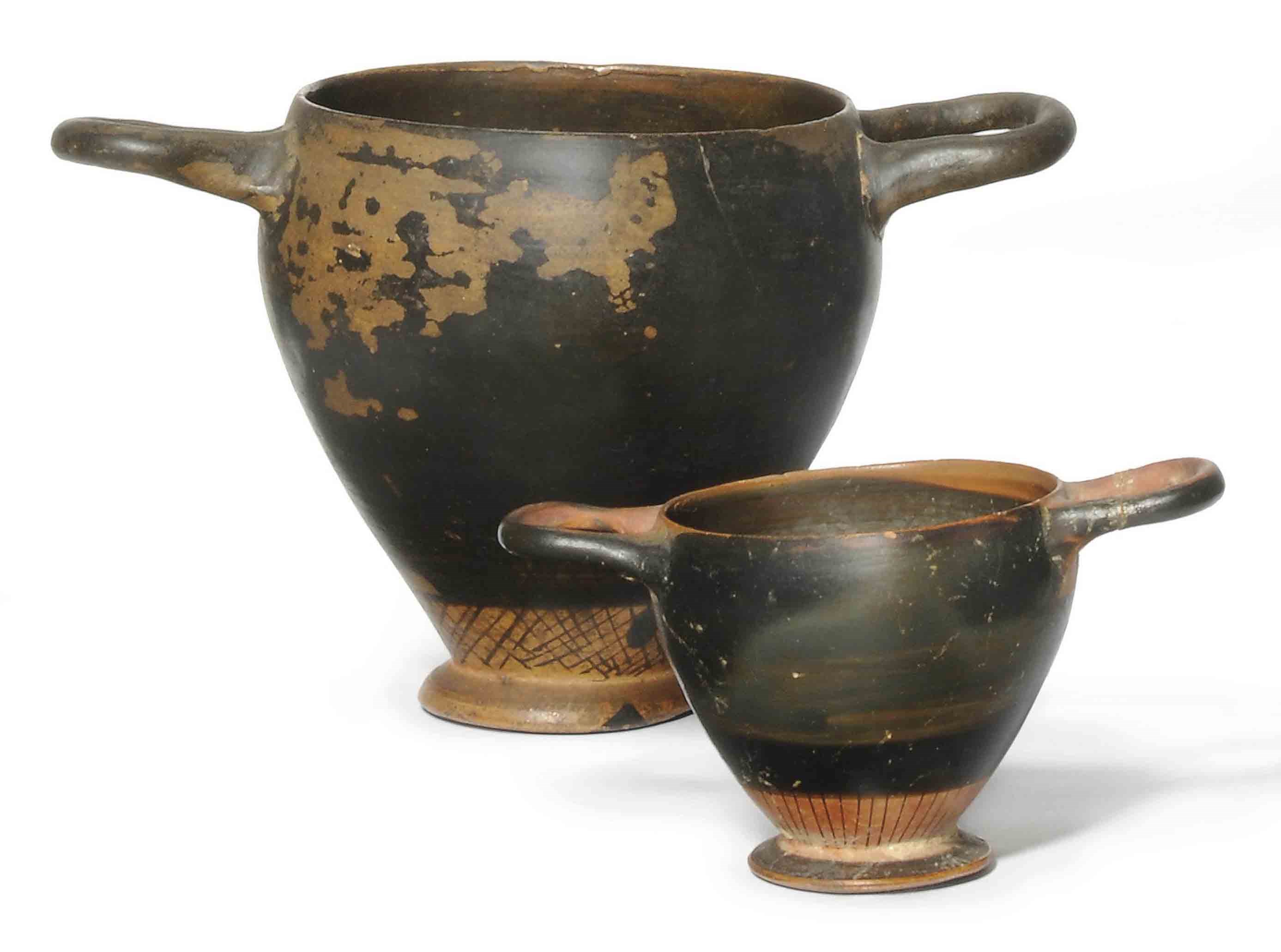 AN ATTIC BLACK GLAZED SKYPHOS