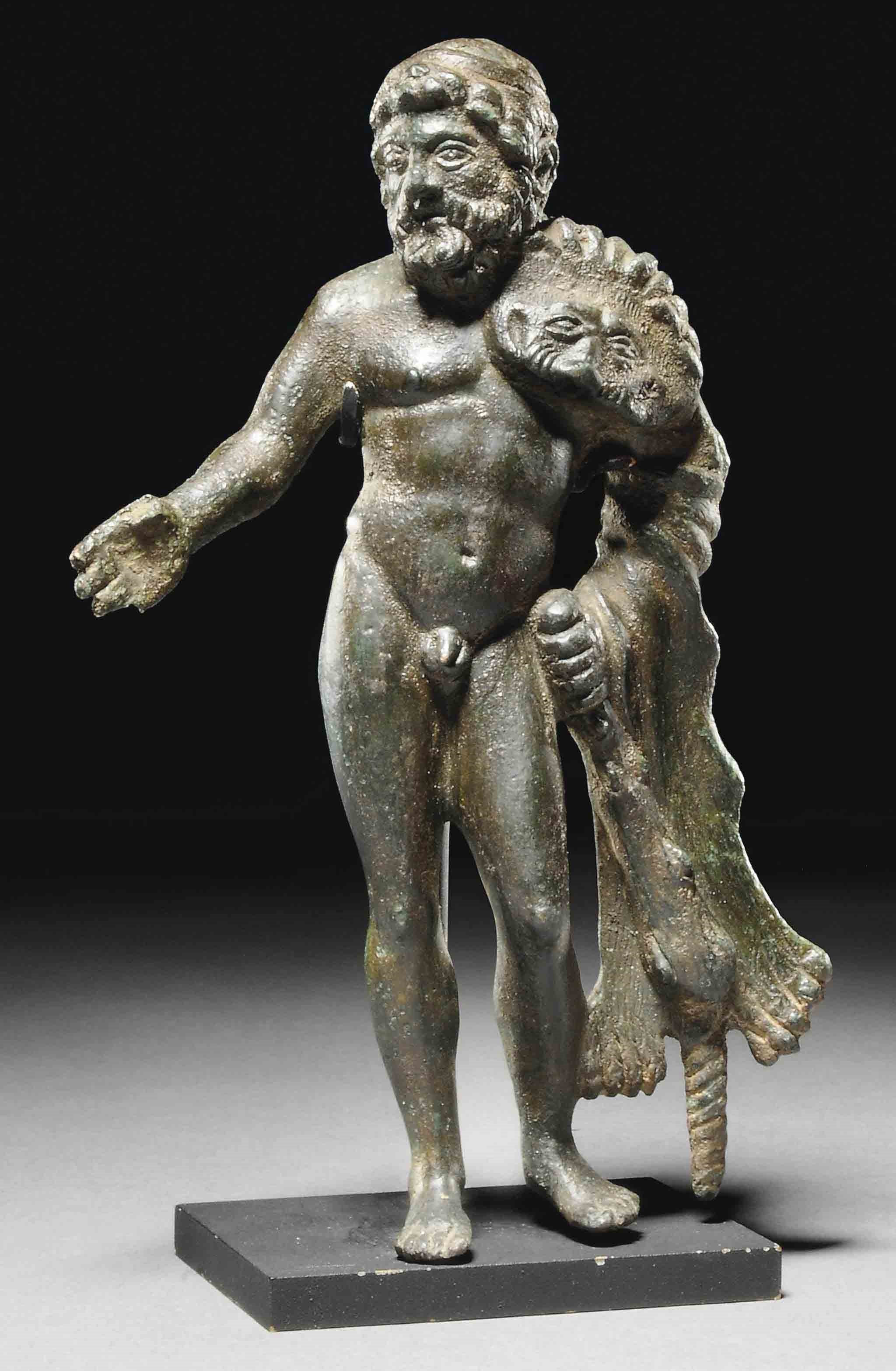 A ROMAN BRONZE HERCULES BIBAX
