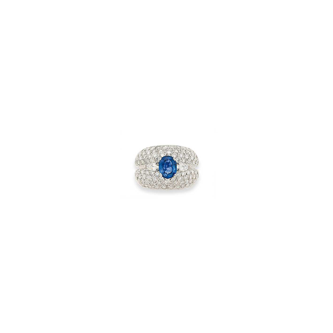 A sapphire and diamond dress ring